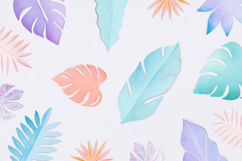 Paper craft leaf pattern psd in purple tone