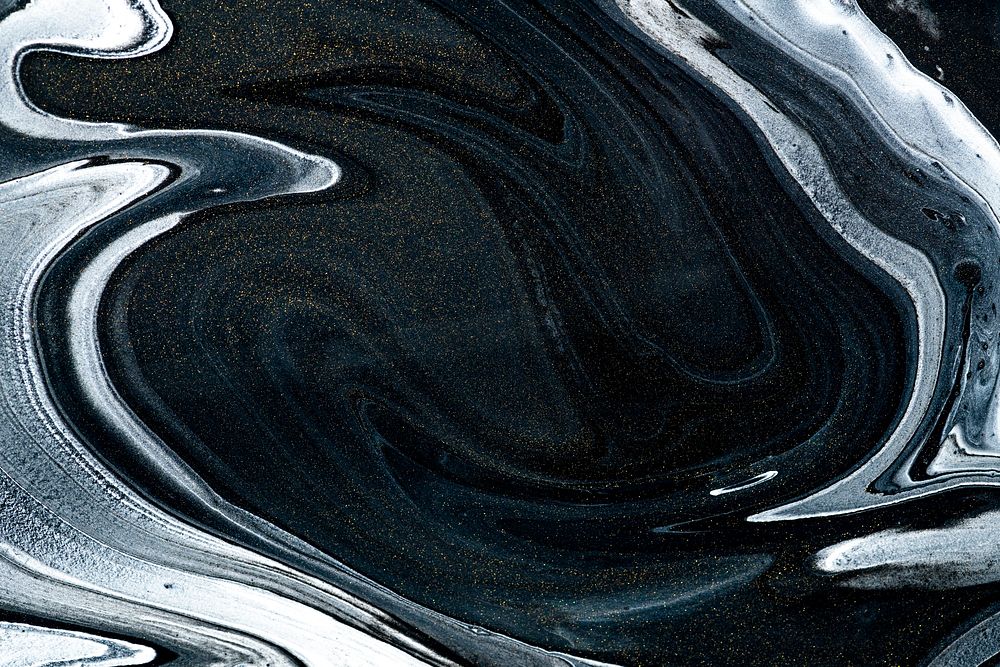 Black fluid art swirl acrylic paint