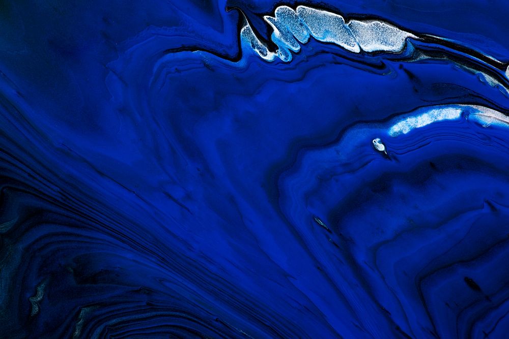 Blue liquid marble background abstract flowing texture experimental art