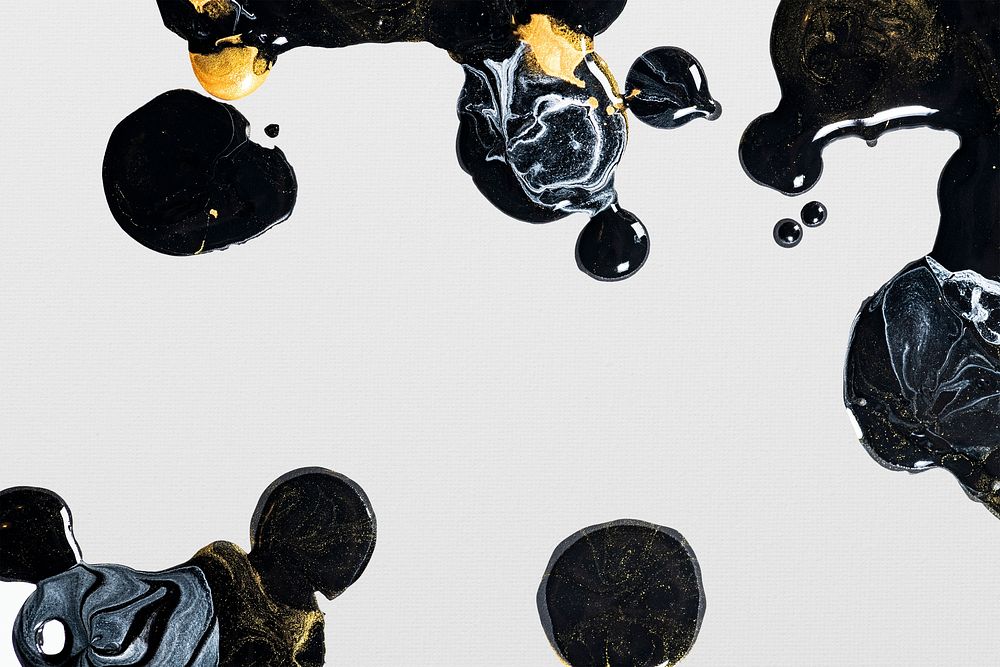 Black liquid marble background psd handmade acrylic paint aesthetic experimental art