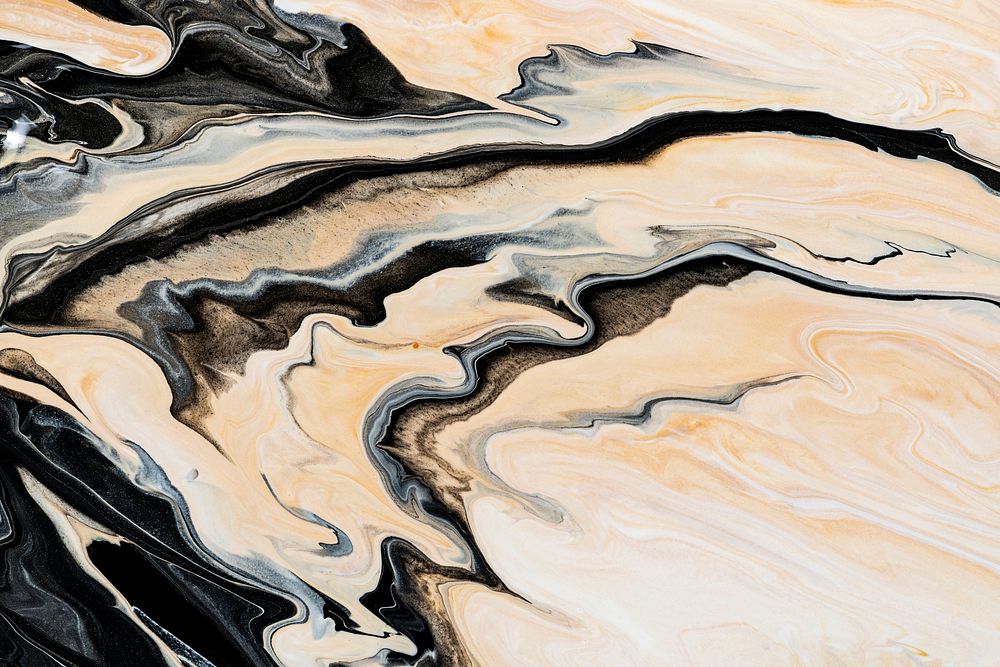 Beige liquid marble background abstract flowing texture experimental art
