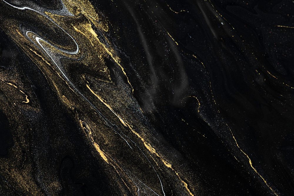 Black liquid marble background handmade acrylic paint