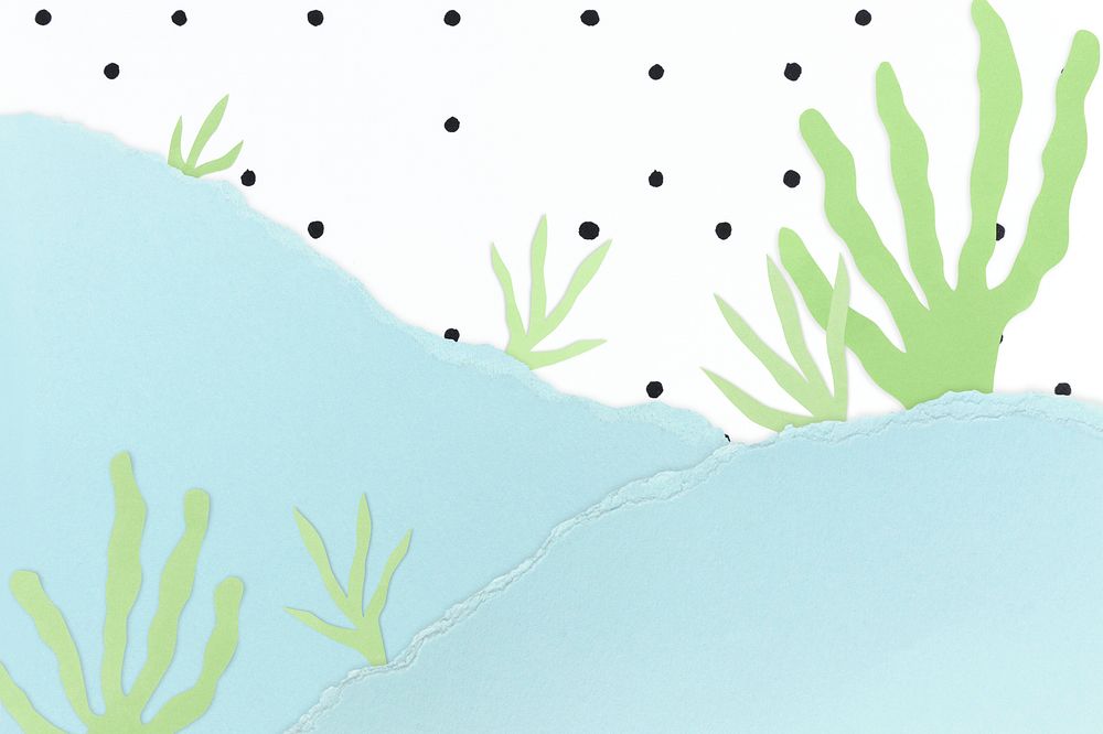 Under the sea background psd with DIY paper collage