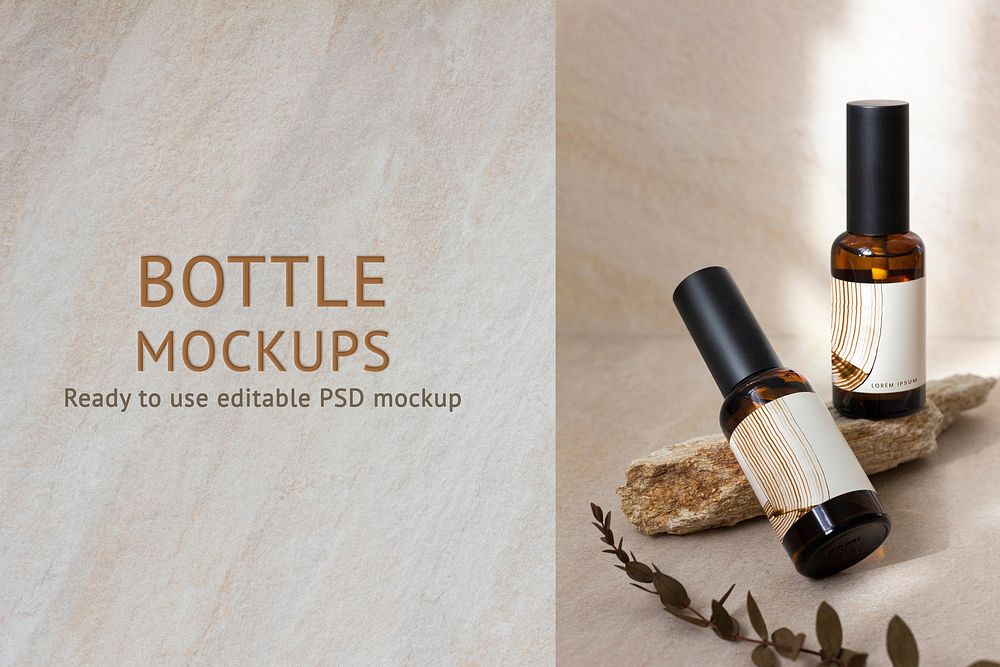 Aromatic spray bottle mockup psd therapeutic product packaging