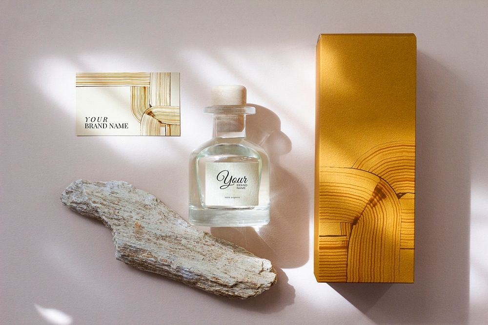 Glass perfume bottle mockup psd minimal beauty product packaging