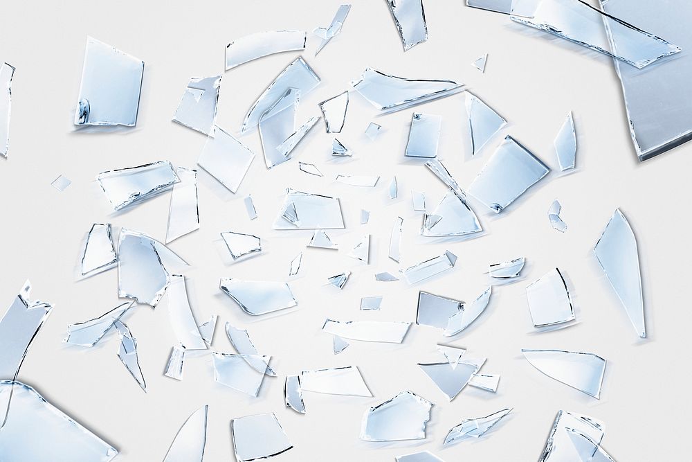 Mirror background PSD pieces of broken shattered glass