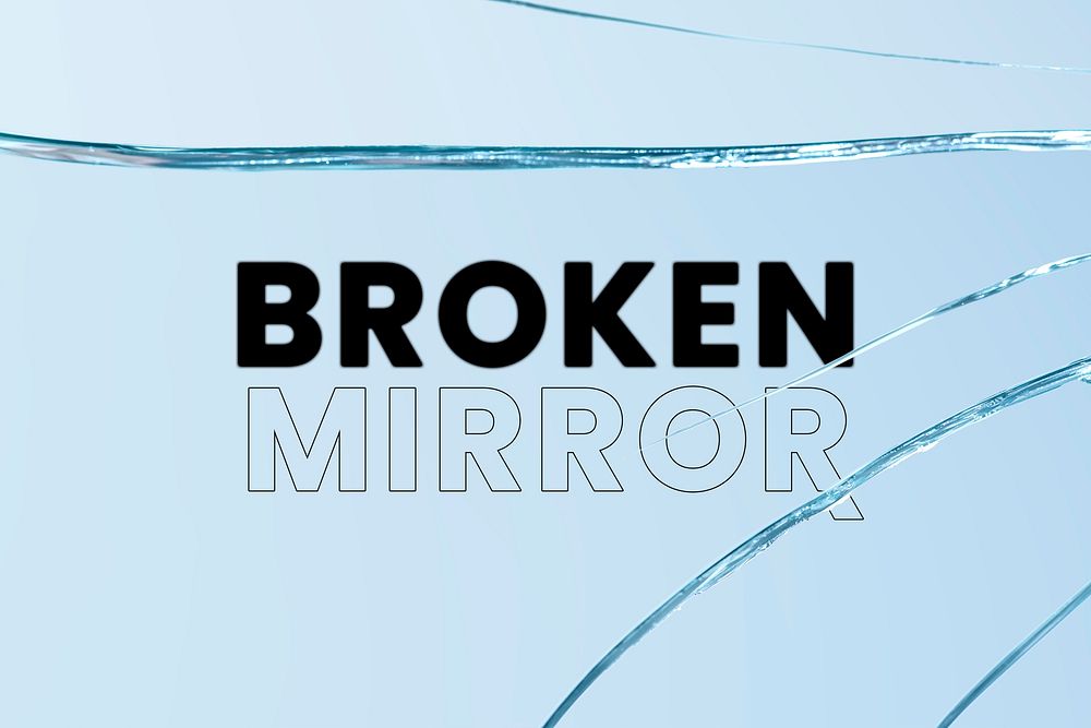 Broken mirror PSD effect mockup with blue background
