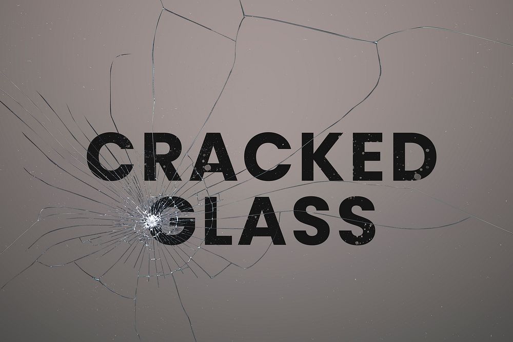 Cracked glass effect psd with gray background