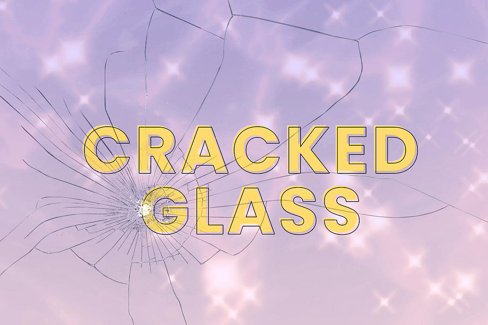 Cracked glass effect psd with purple background