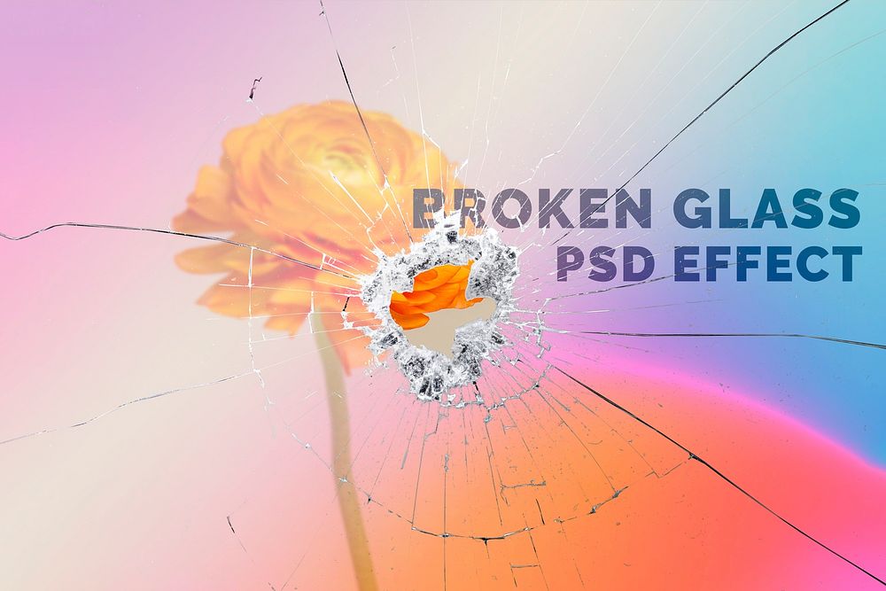 Broken glass psd effect gradient flower background