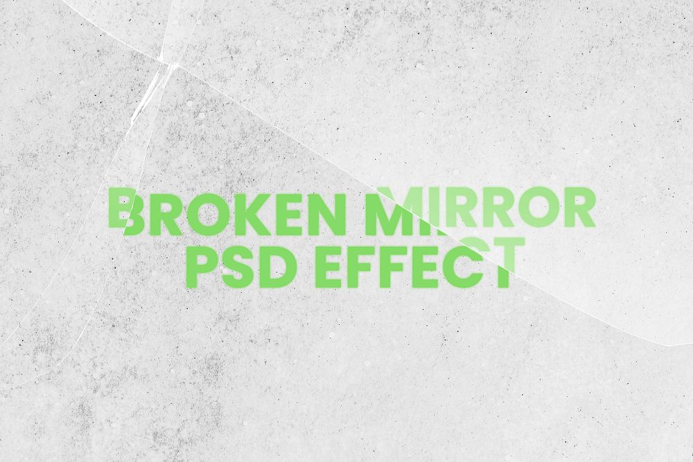 Broken mirror PSD effect mockup psd with gray textured background