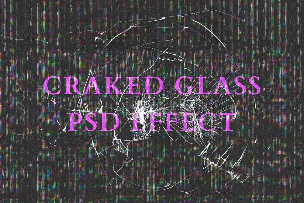 Cracked glass PSD effect mockup on lcd screen background