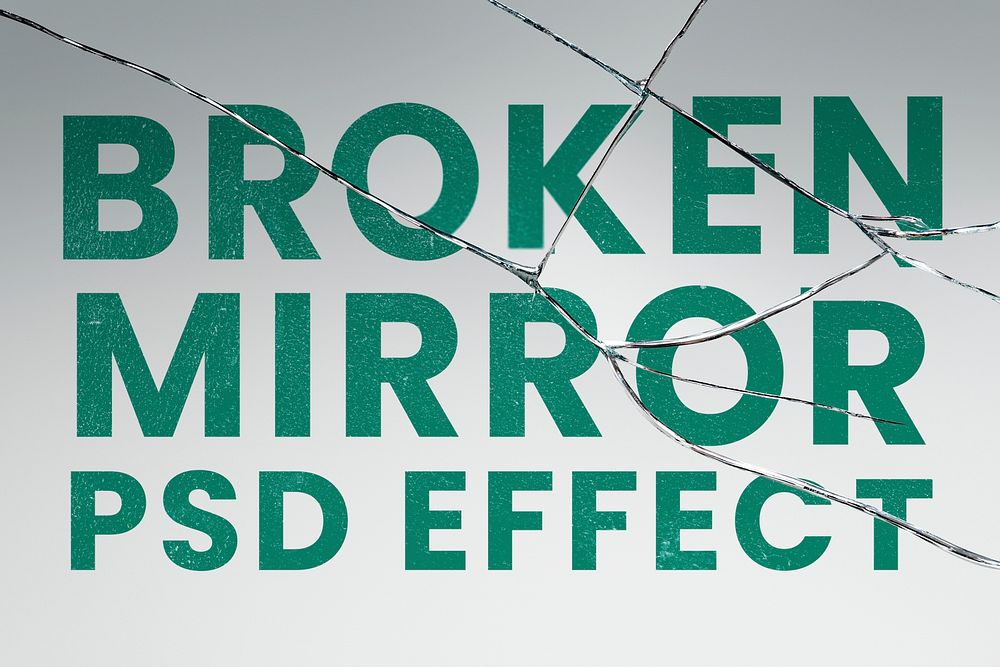 Broken mirror PSD effect mockup on gray textured background