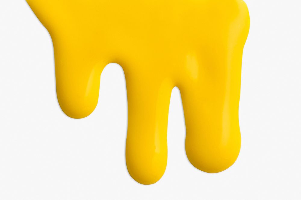 Yellow dripping paint psd element