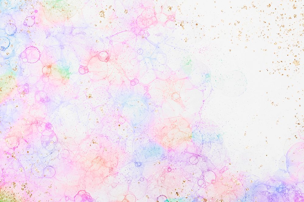 Colorful bubble art pink background feminine style