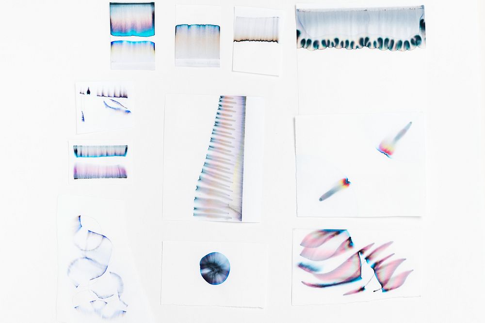 Aesthetic chromatography art on white paper set