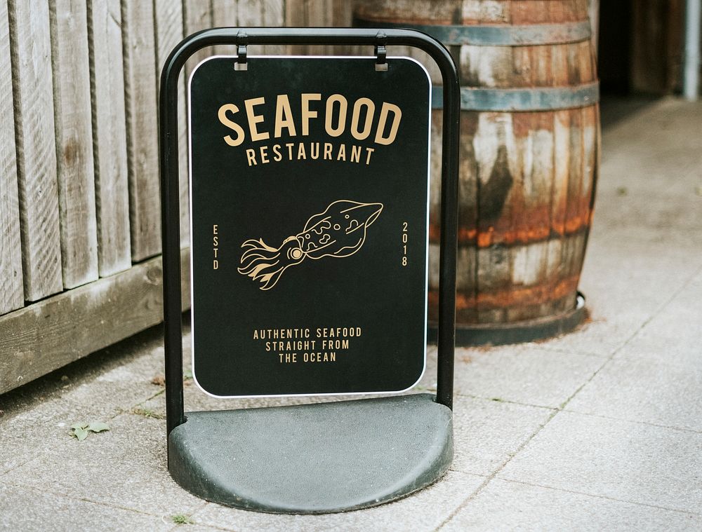 Authentic seafood restaurant board mockup
