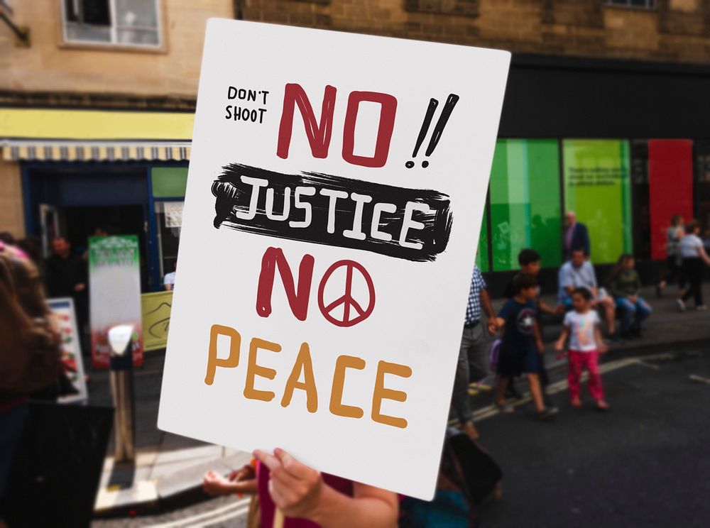 No justice no peace placard mockup