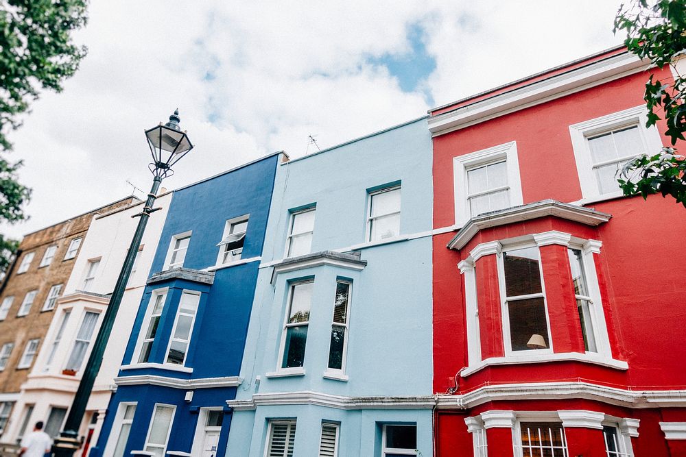 Colorful apartments in the streets of London