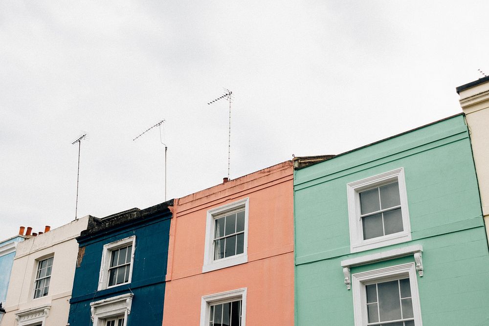 Colorful pastel apartment buildings in London