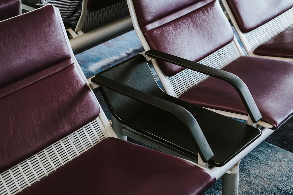 Leather seats in waiting area at the airport