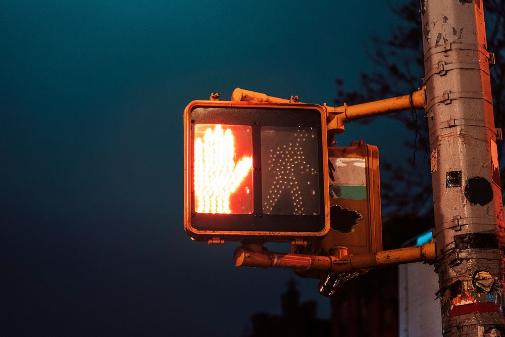 Pedestrian traffic lights at night