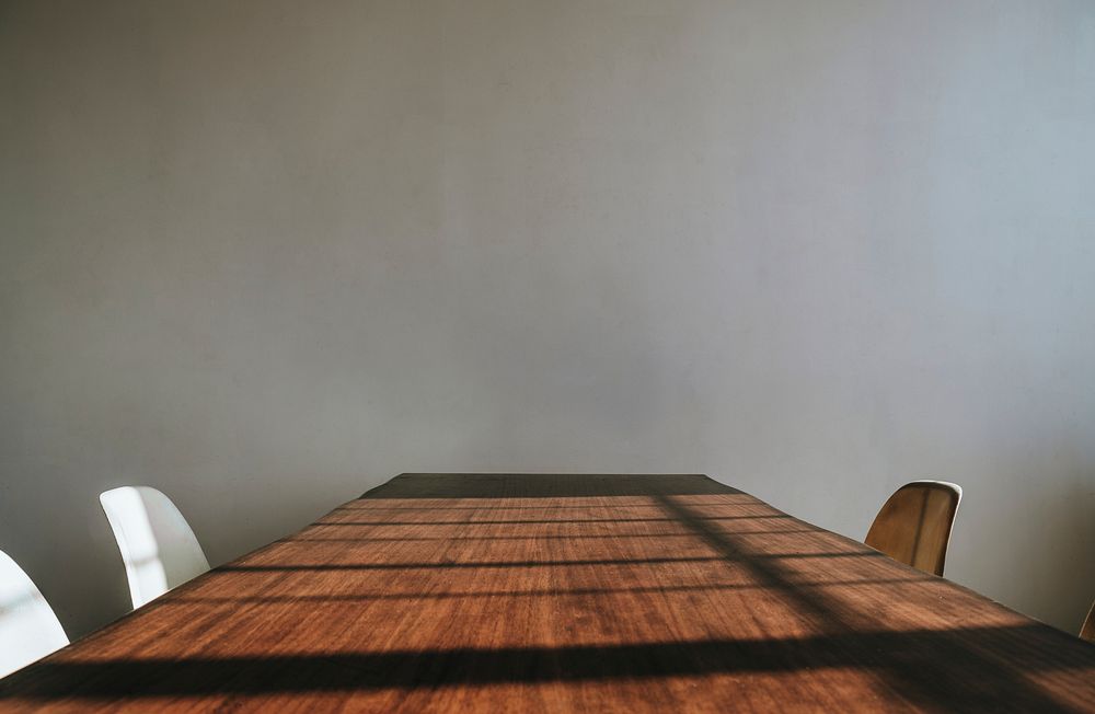 Wooden table in a meeting room