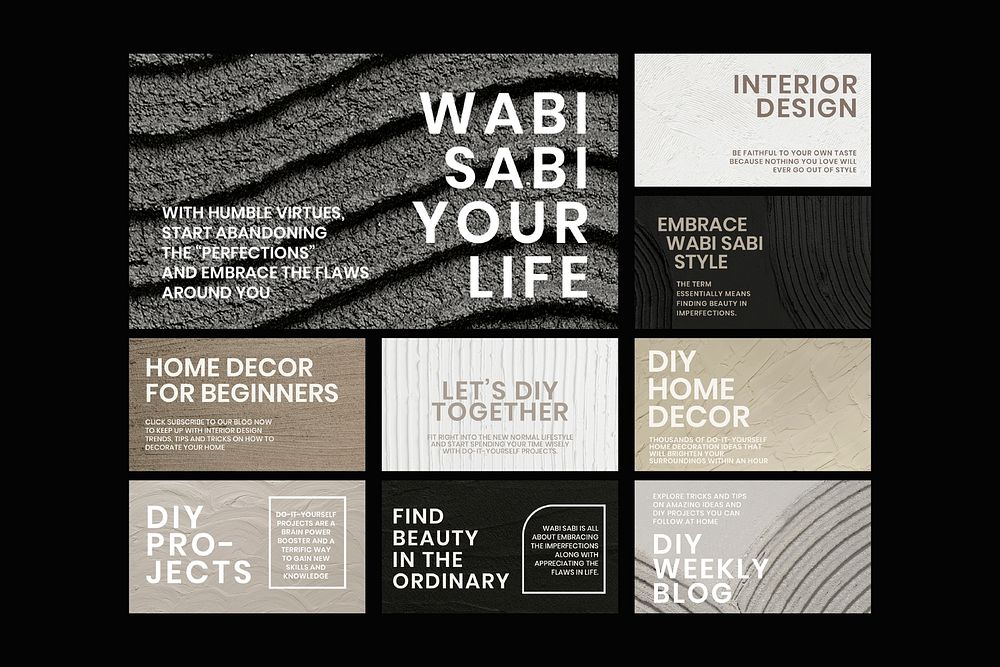 Textured blog banner template psd for interior company set