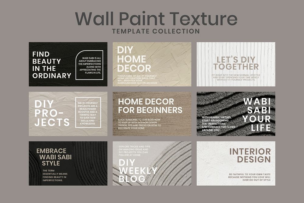 Textured blog banner template psd for interior company set