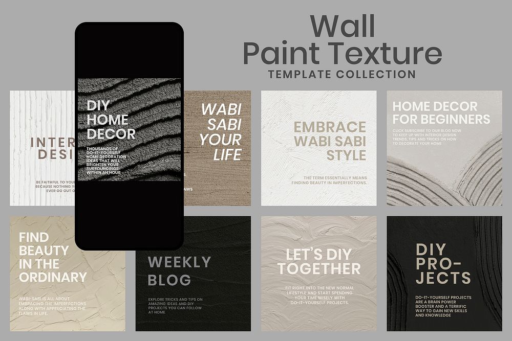 Textured social media template vector for interior company in minimal style