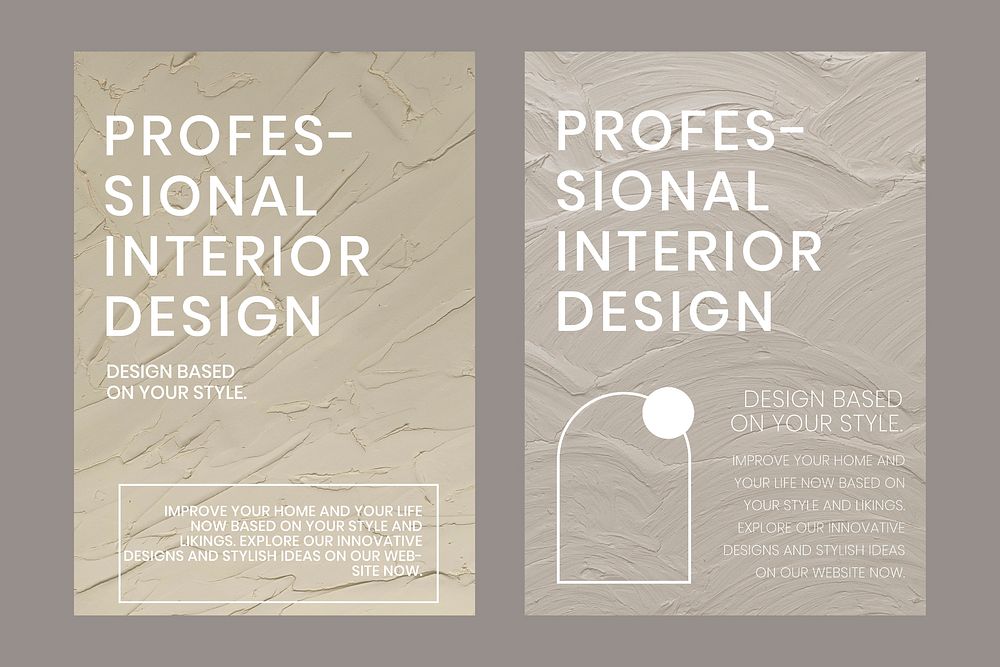 Minimal textured poster template vector for interior company dual set