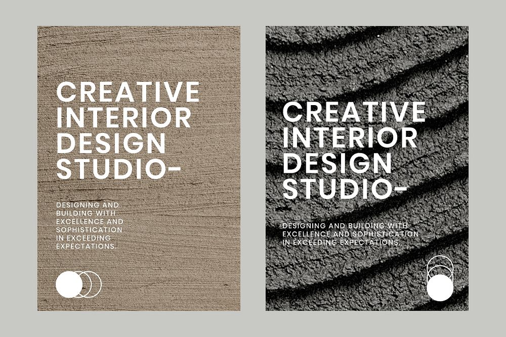 Minimal textured poster template psd for interior company dual set