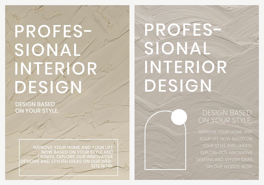 Minimal textured poster template psd for interior company dual set