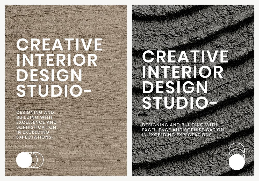 Minimal textured poster template psd for interior company dual set
