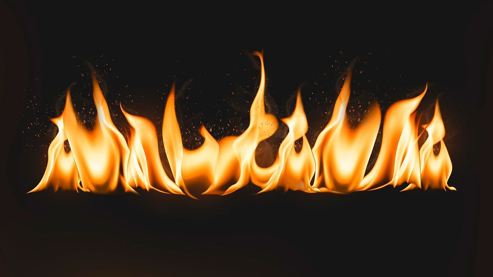 Burning flame border sticker, realistic fire image psd