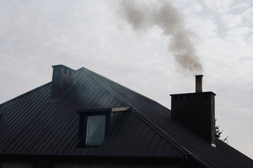 Black smoke from a chimney