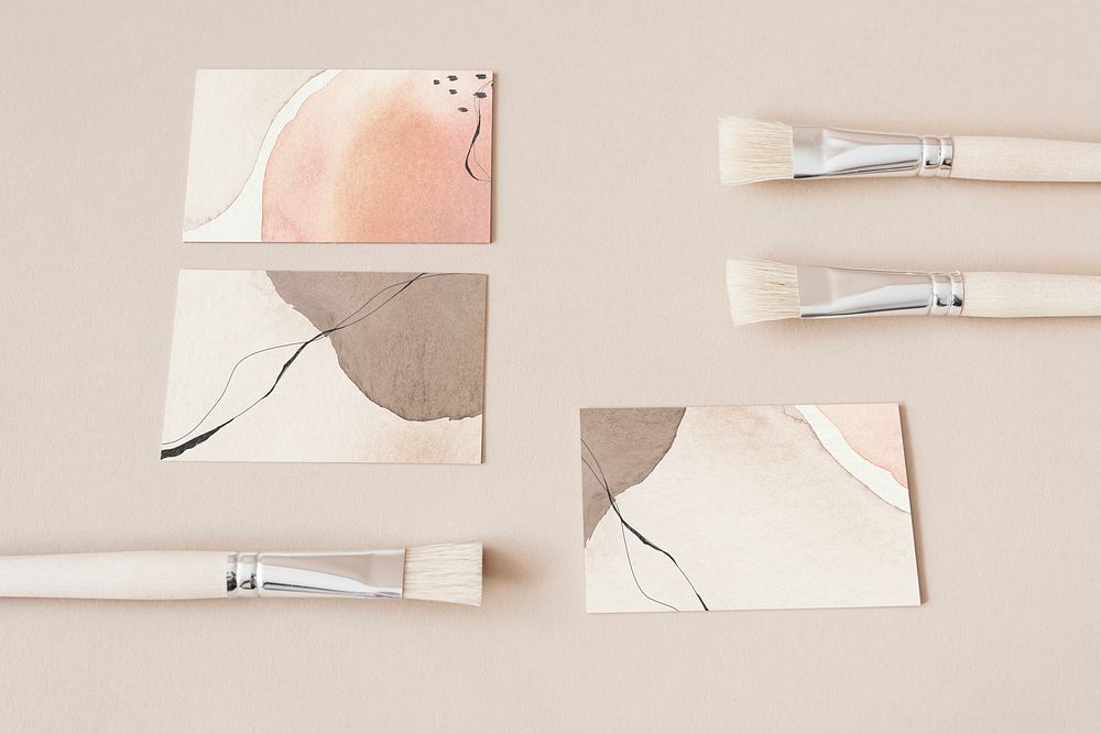 Blank space card and paintbrushes mockup