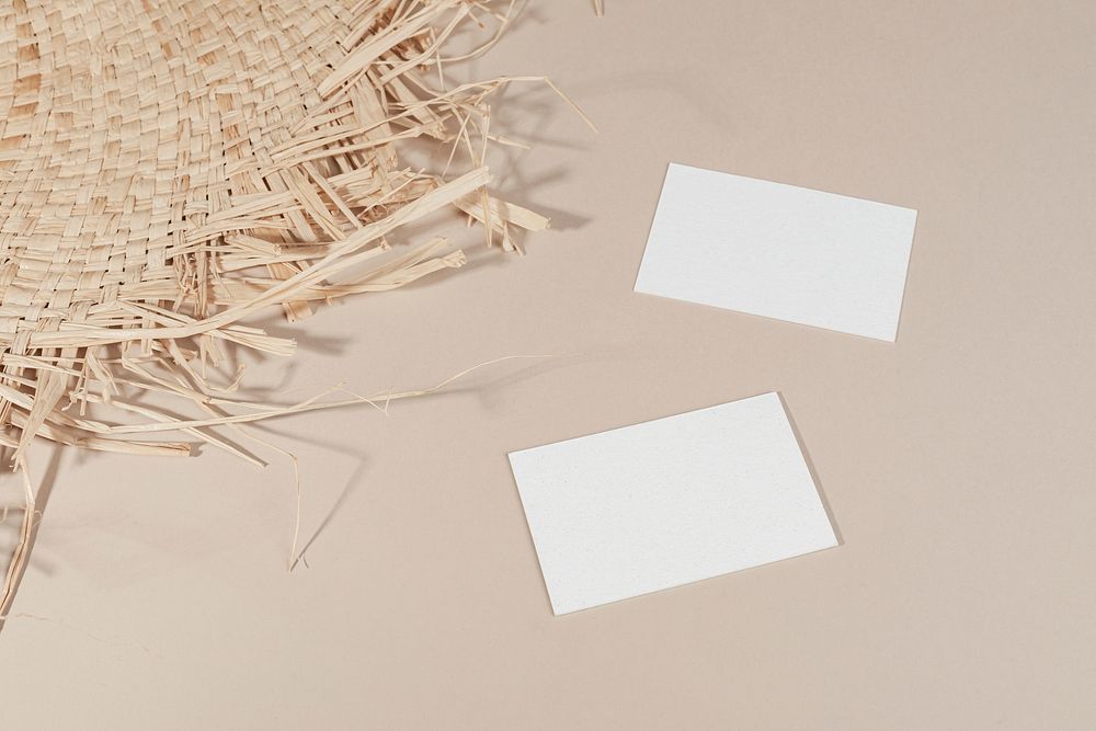 Blank business cards with woven mat