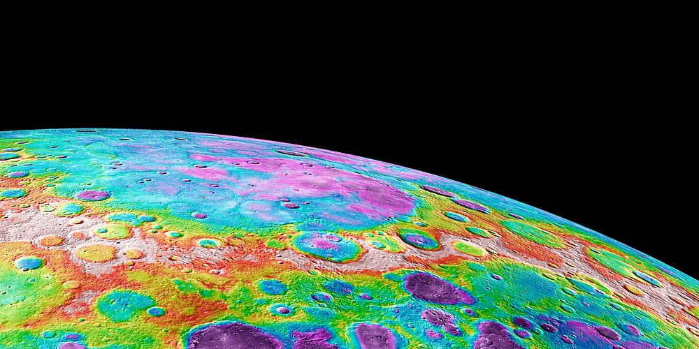 Lowlands in Mercury's North. Original from NASA. Digitally enhanced by rawpixel.