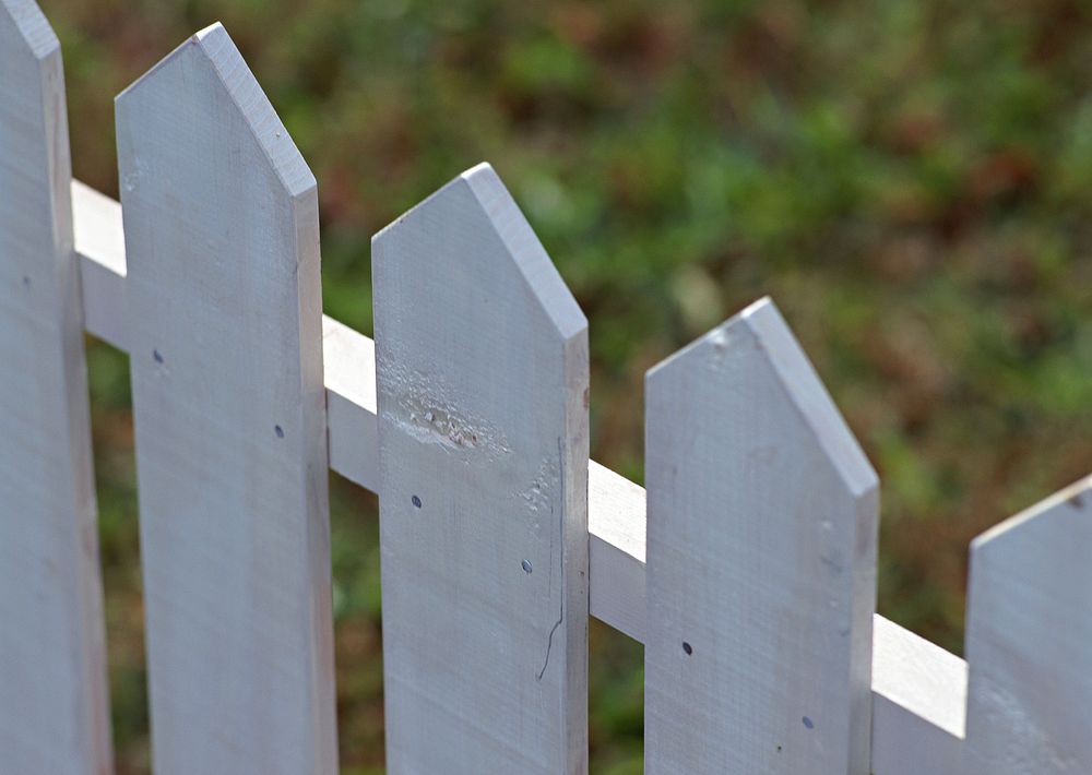 Free white picket fence image, public domain house CC0 photo.