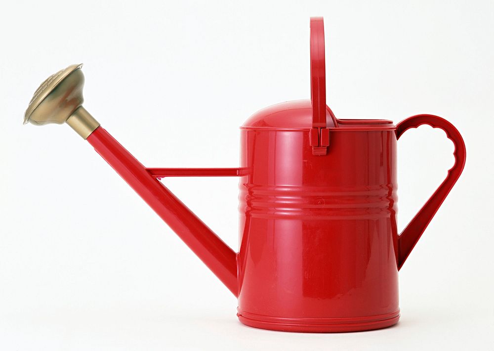 Free red watering can image, public domain tool CC0 photo.