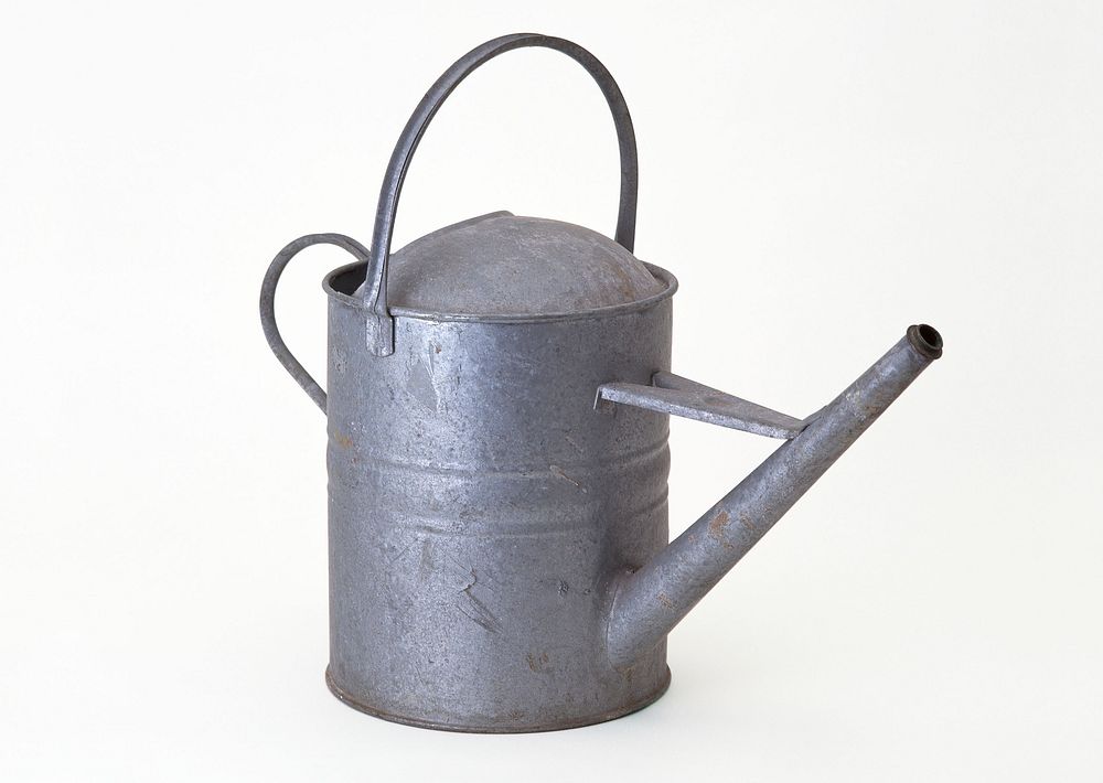 Free silver watering can photo, public domain CC0 image.