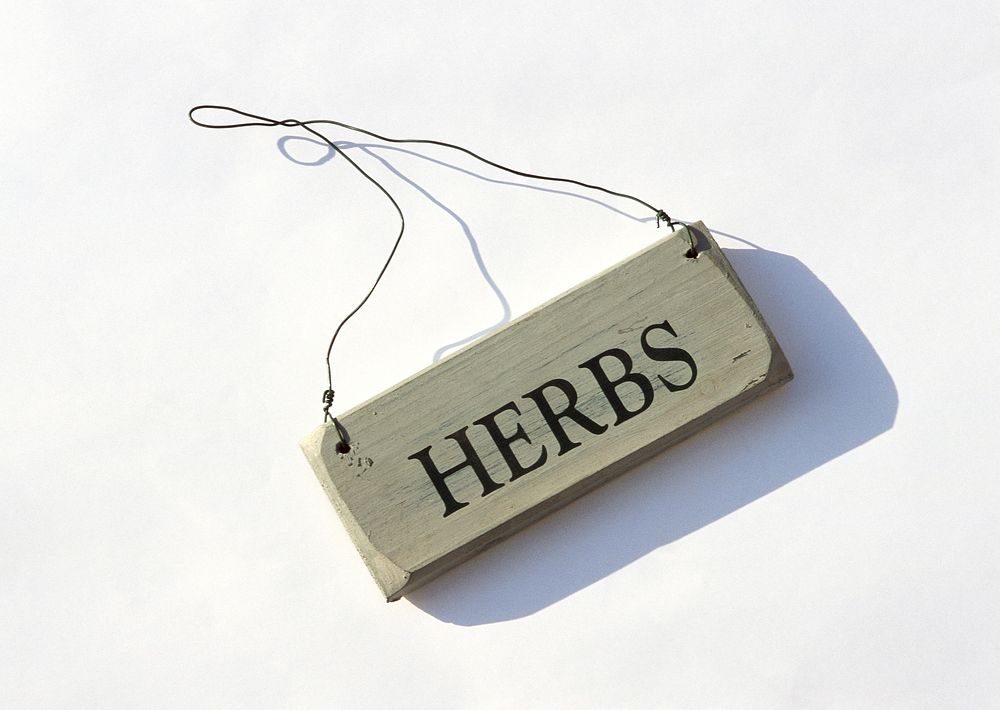 Free wooden herbs sign image, public domain CC0 photo.