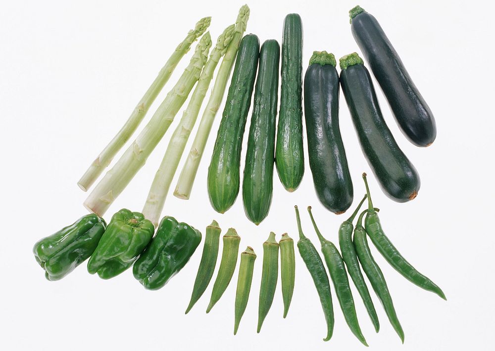 Group Of Raw Fresh Organic Assorted Green Vegetables