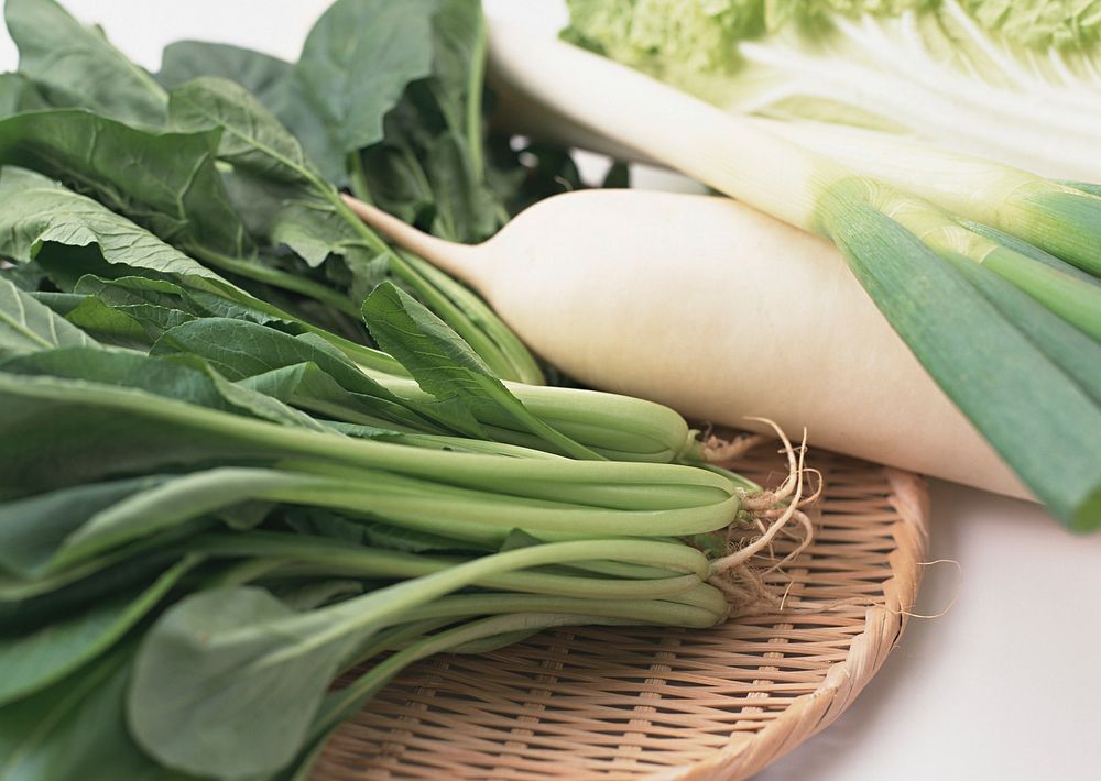 Free fresh green vegetable in basket photo, public domain food CC0 image.