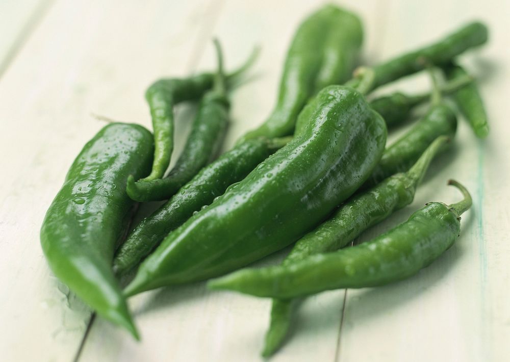 Free long green chilies image, public domain food CC0 photo.