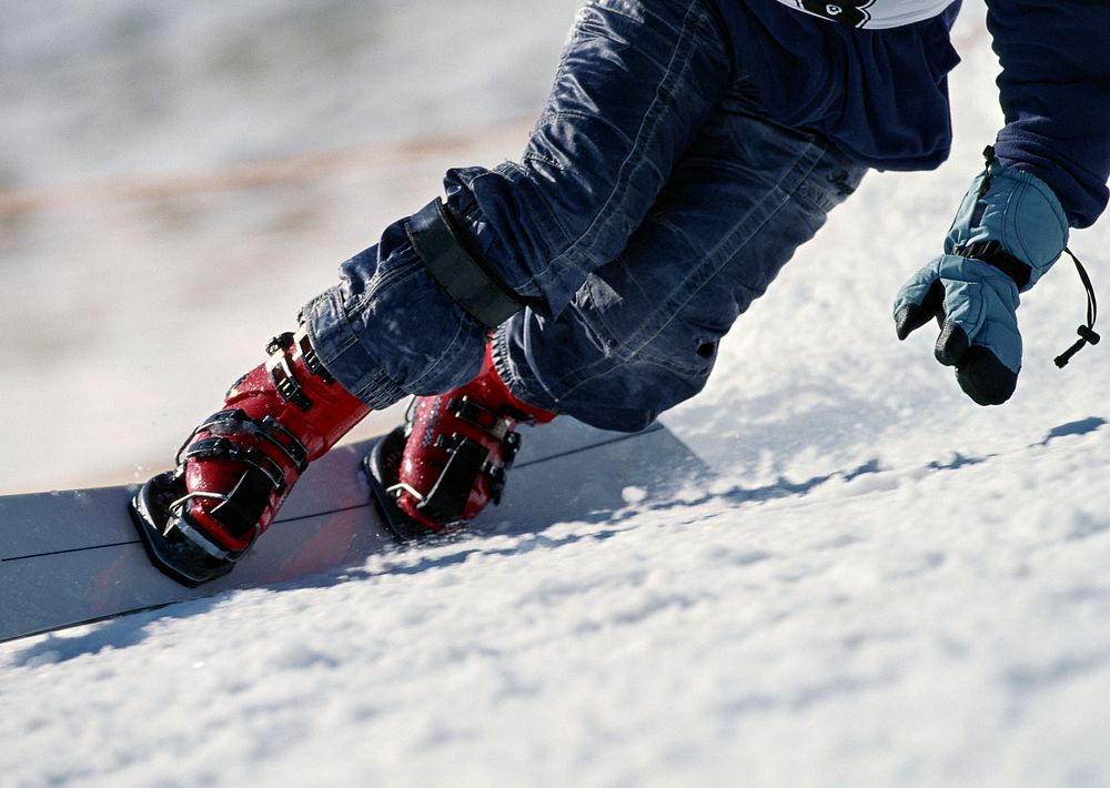 Free snowboarder in action in the mountains image, public domain CC0 photo.