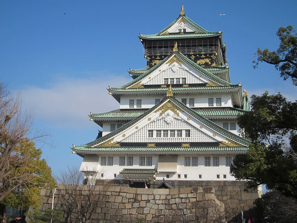 Free Osaka Castle, Japan photo, public domain architecture CC0 image.