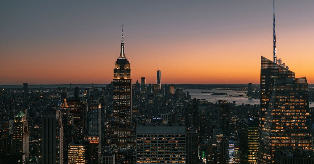 Free New York City at sunset image, public domain urban CC0 photo.