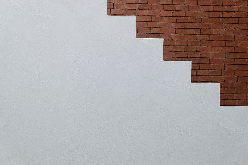 Free white stairs and brick wall image, public domain architecture CC0 photo.